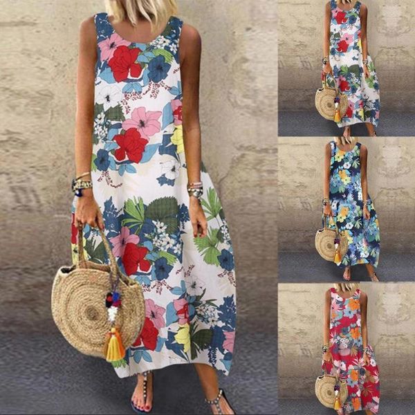 

casual dresses beachwear shoulder strap floral print dress women loose for daily wear, Black;gray