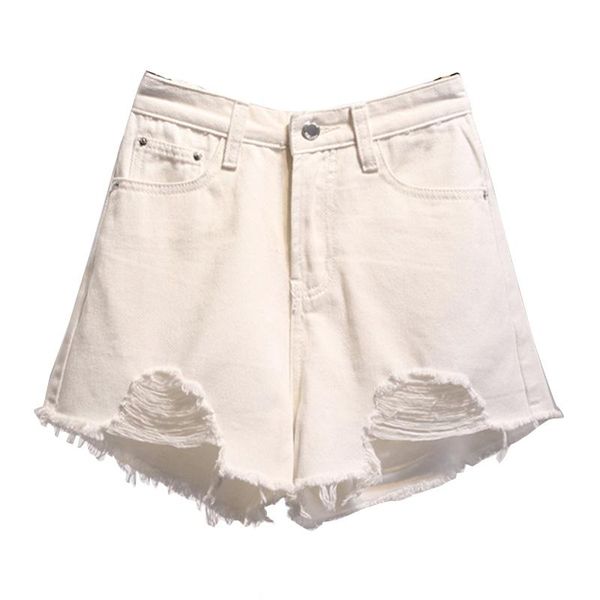 

women's shorts casual high waist denim women summer plus size pocket tassel hole ripped jeans short female femme pants womenfc1130, White;black