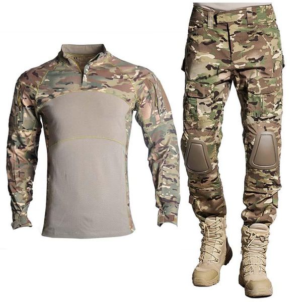 

men outdoor paintball clothing military shooting uniform tactical combat camo shirts cargo pants elbow/knee hiking suits hunting set sets