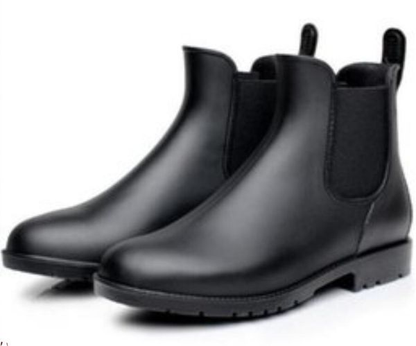 

women matte rain boots bare feet rainboot, Black