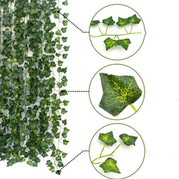 

decorative flowers & wreaths 210cm/lot artificial lvy green leaf wreath plant silk roses fake creeper leaves home wedding decoration diy flo