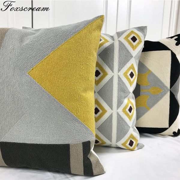 

cushion/decorative pillow grey embroidery cushion cover geometric moroccan case with embroidered for sofathrow pillows home decor 45*45cm