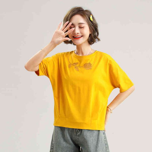 

embroidered shirt ladies t round neck short sleeve summer fashion simple style clothing, White