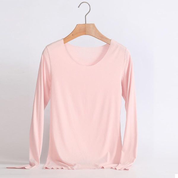 

women's sleepwear casual slim warm shirt oversize seamless long sleeve t-shirt bottoming in spring and summer, Black;red