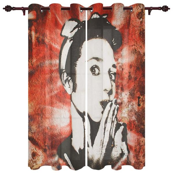 

curtain & drapes kitchen window curtains female painting retro children bedroom decoration living room hanging clothtreatment