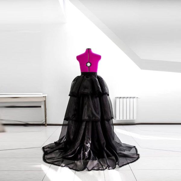 

skirts puffy long women arrival ruffle tulle skirt with zipper black custom made color size
