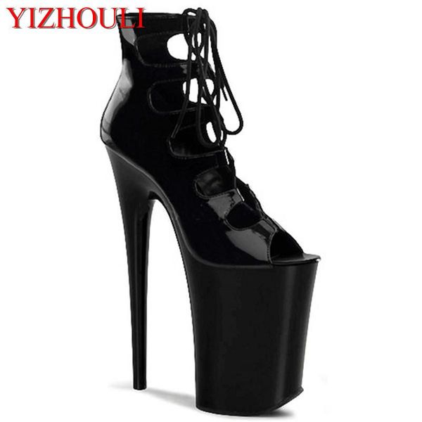 

dress shoes large size 34-46 real pu high heels, thin with women's 20 cm dance, Black