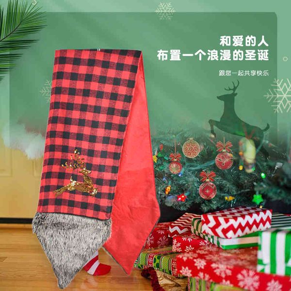 

christmas red and black lattice embroidered beads table mat restaurant living room red cloth