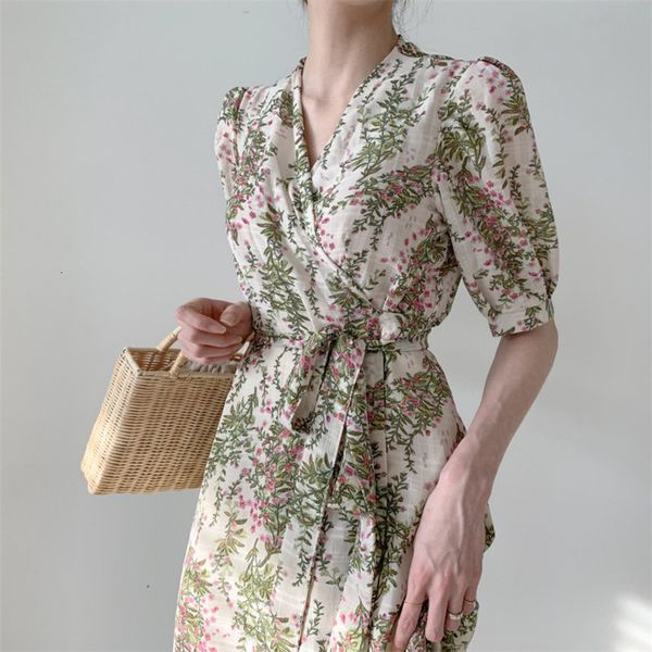 

dresses v-neck floral elegance lace up chic gentle sweet streetwear office lady plus size thin print long, Black;gray