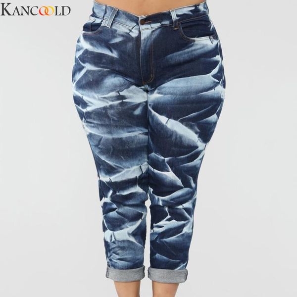 

women high waist summer jeans denim female pockets wash printing comfortable arrival women's, Blue