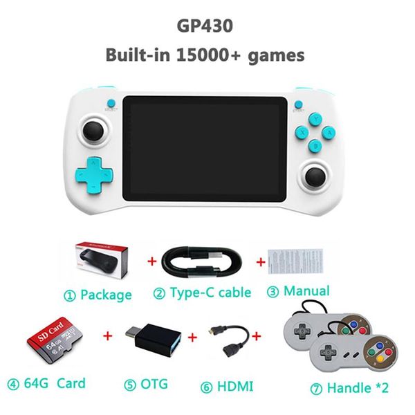 

portable game players 4.3 inch ips screen gp430 handheld player raspberry pi cm3 retro console 15000 games retropie video tv box