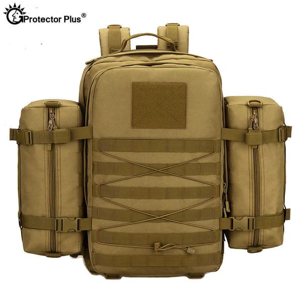 Protector Plus 45L Тактический военный рюкзак Открытый водонепроницаемый Molle Rucksack Travel Hiking Кемпинг Восхождение Спорт Большая сумка Q0721