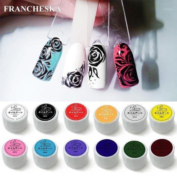 

12colors nail art spider gel design painting uv polish with high saturation flower drawing line tslm11, Red;pink