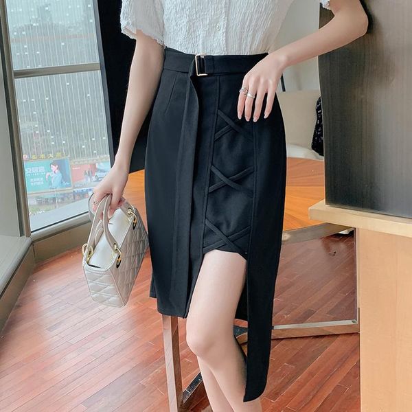 

skirts coigarsam women long skirt spring summer high waist black 1270