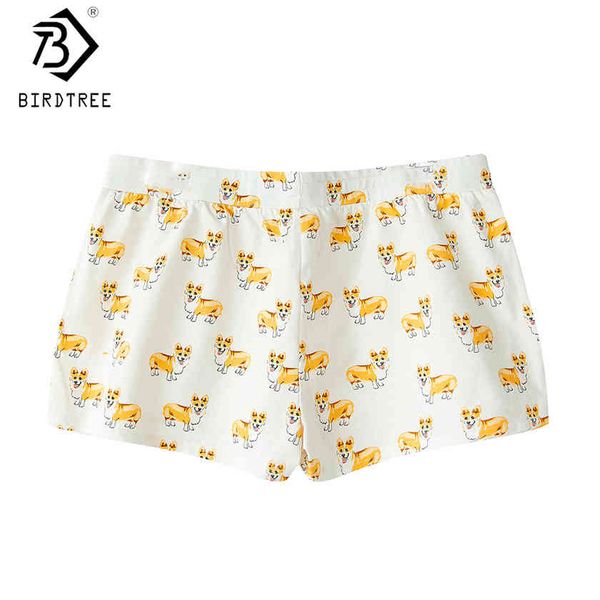 

women's cute corgi cartoon print casual shorts loose lounge white elastic waist stretchy plus size b79502j 210419, White;black