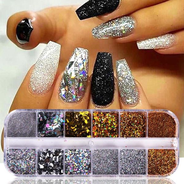 

nail glitter clearance price flash decoration gold and silver ultra-thin thin irregular round diy, Silver;gold