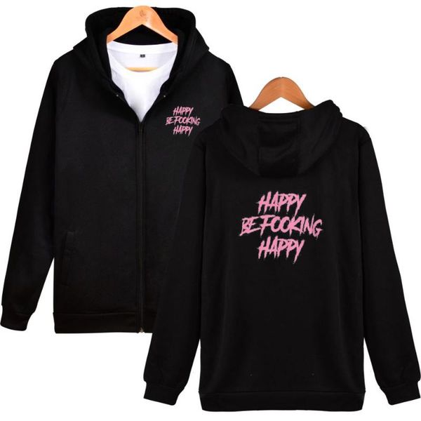 

men's jackets hip hop yungblud be fooking happy men / women hoodies zipper kpop sweatshirt spring autumn harajuku kids streetwear, Black;brown
