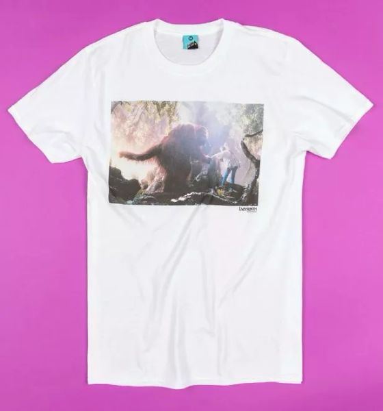 

official labyrinth ludo and sarah screenswhite t-shirt, White;black