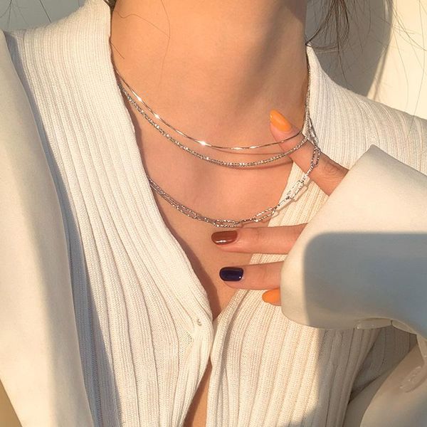 

chains fashion 925 sterling silver short necklace shiny snake bone chain femininity wedding jewelry girlfriend birthday gift