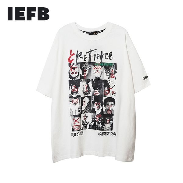 

iefb men's abstract graffiti print short sleeve t-shirt summer high street hip hop personality trendy loose tee 9y5733 210524, White;black