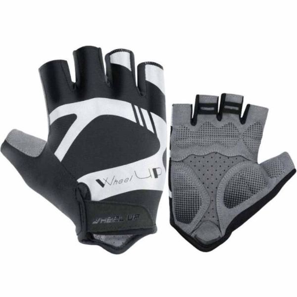 

cycling gloves 1 pair mtb road mountain bike half finger men waterproof non-slip sports riding bicycle, Black