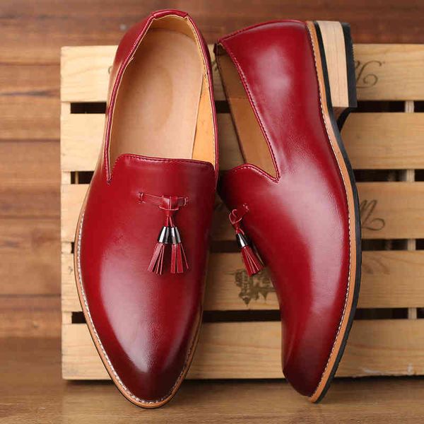 

dress shoes m-anxiu fashion pointed toe business brogue men pu casual soft rubber sole breathable wedding new 220223, Black