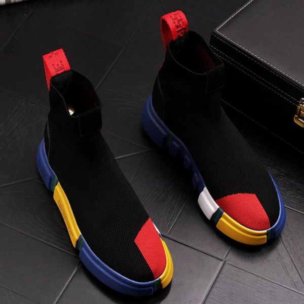 Marka Yeni Tasarımcı Lüks Erkekler Örme Çorap Çizmeler Hava Yastık Hip Hop Casual Flats Ayak Bileği Ayakkabı Zapatillas Hombre B1