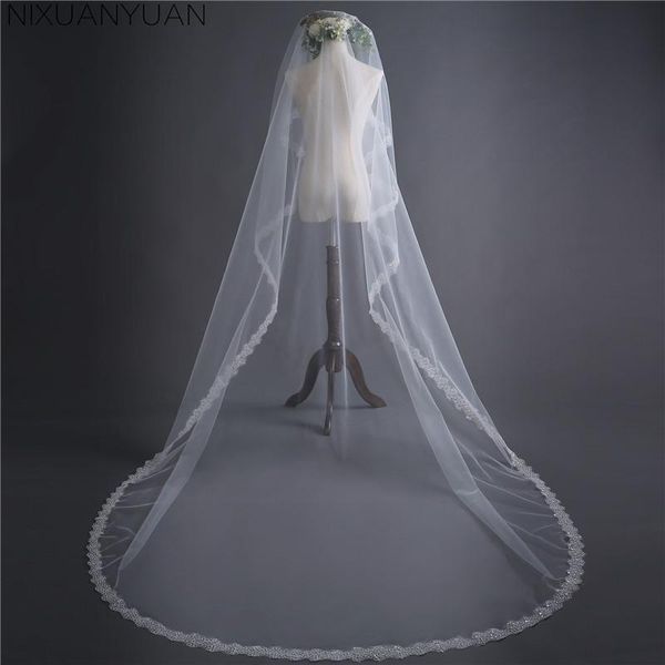 

bridal veils 2021 white/ivory wedding veil 3m long comb lace mantilla cathedral accessories veu de noiva real pos, Black