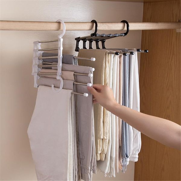 

hangers & racks multi-functional 5 in 1 trouser storage rack adjustable pants ties shelf closet organizer stainless steel clothes hanger