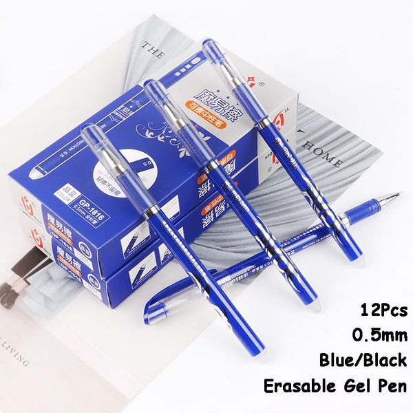 

gel pens 12pcs 0.5mm cute erasable magic ink easily erase blue black student teacher stationary office supply gifts tool