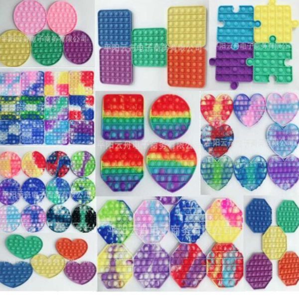 

regular normal size push pop bubble popper sensory fidget toys rainbow tie dyed jigsaw puzzle tiktok kids toy finger fun family game poo its
