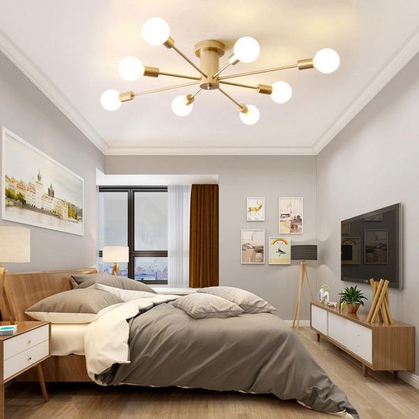 

ceiling lights simple golden bedroom lamp creative personality post-modern living room restaurant atmosphere nordic lighting