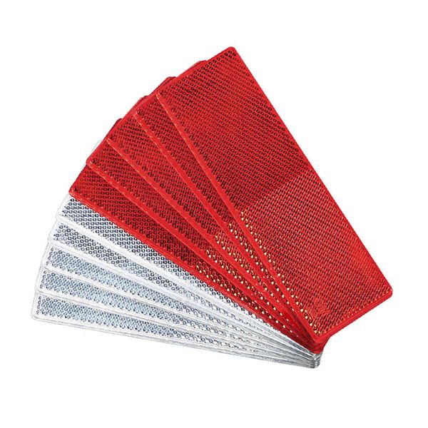 

5 pcs white red plastic reflective warning plate tape reflector stickers car truck trailer motorcycle safety sticke car