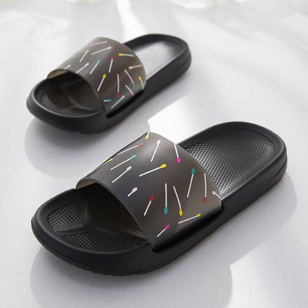 

slippers ladies summer indoor light floor home bathroom soft non-slip couple sandals outdoor leisure beach women's flip flops, Black