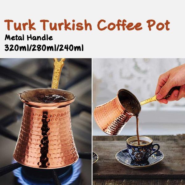 

coffee pots est 320/280/240ml metal handle cevze pot turk turkish copper maker for cezve cafeteria pure