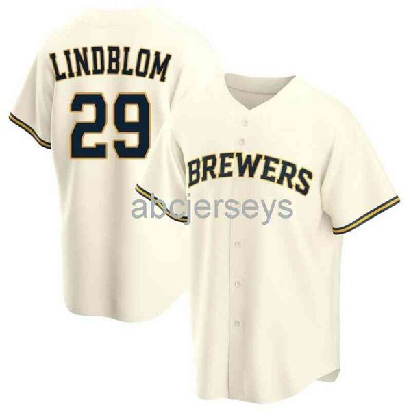 

josh lindblom #29 cream ver2 baseball jersey xs-6xl, Black