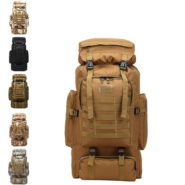 

outdoor bags 80l large capacity mountaineering backpack camping hiking military molle waterproof camo-repellent tactical terkking bag