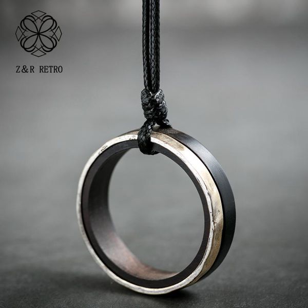 

pendant necklaces circle simple vintage long necklace for women sweater accessories wholesale wood jewelry sandalwood friend, Silver