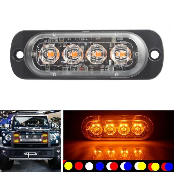 4LED Car Strobe Warning Light Grill Lampeggiante Breakdown Emergency Light Auto Truck Trailer Beacon Lamp LED Side Lights