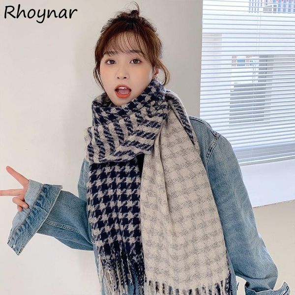 

scarves women houndstooh design keep warm winter all-match students comfortable fashionable teens street wear elegant classy, Blue;gray
