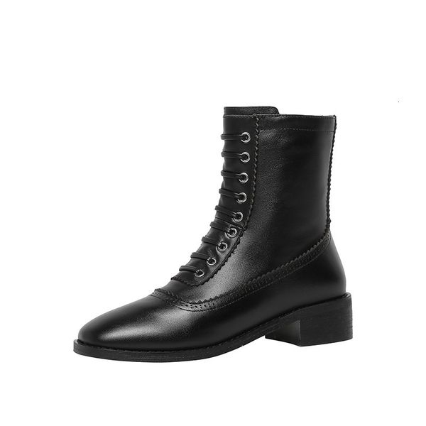 

asumer sell genuine leather cross-strapped zip heel shoes boots, Black