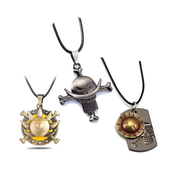 

pendant necklaces one piece necklace white beard luffy zoro ace sanji anime friendship men women jewelry choker accessories, Silver