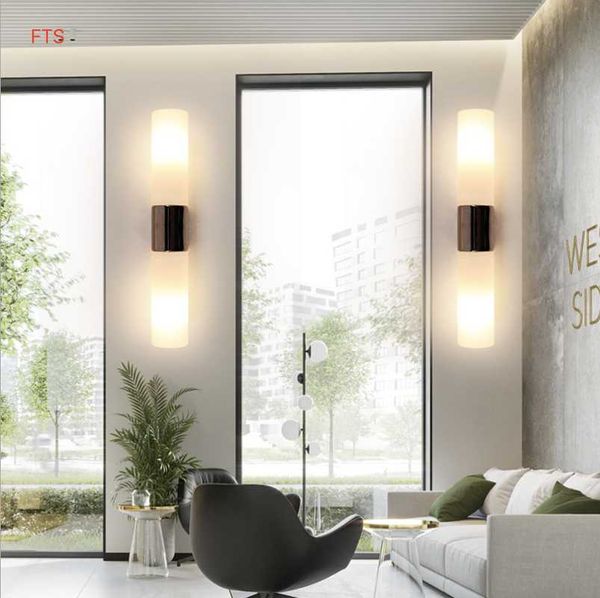 

wall lamp glass nordic modern bedside simple and creative led bedroom living room aisle el double head