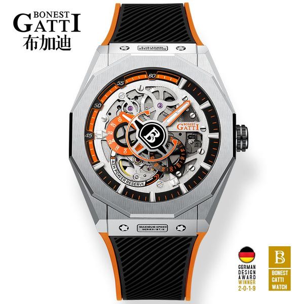 

wristwatches gatti men watches automatic mechanical wristwatch business waterproof sports watch, Slivery;brown