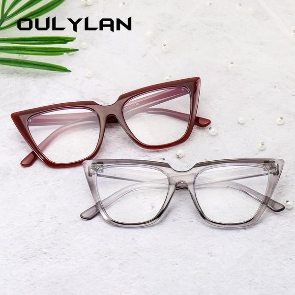 

fashion sunglasses frames oulylan anti-blue light eyeglasses women cat eye glasses frame clear lens myopia optical spectacles female compute, Black