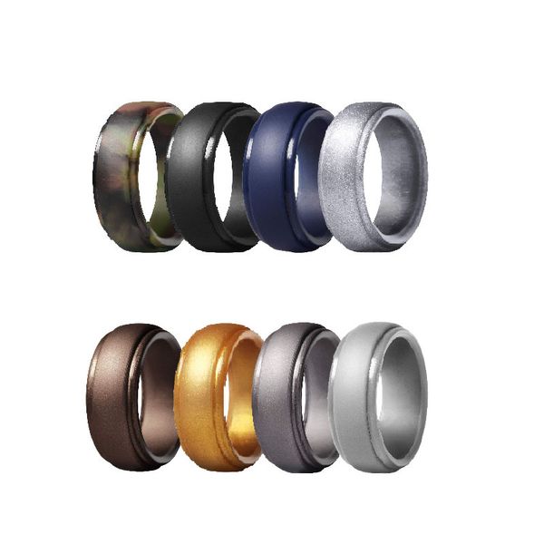 

new style 8-color combination curved step-silica gel ring europe and america ring outdoor sports rings, Red;blue