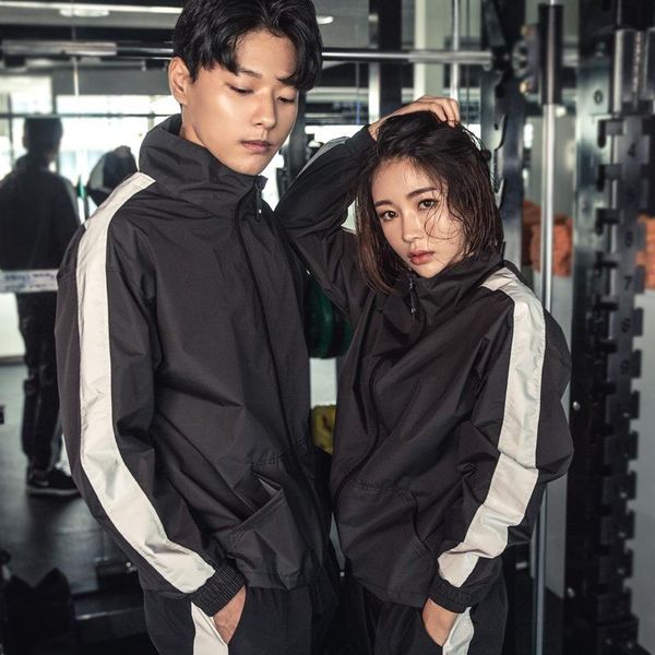 

gym clothing sauna sweat suit male quickly sweating large size running fitness sportswear female couple weat jacket, White;black