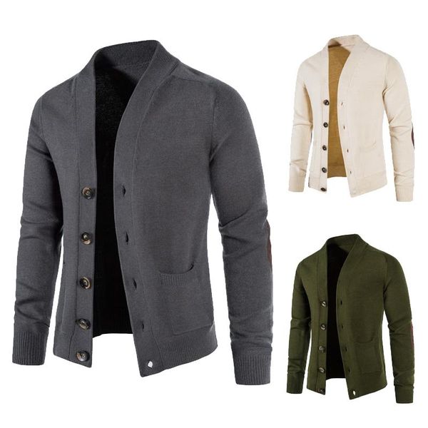 

men's sweaters autumn and winter cardigan sweater jacket solid color warm fashion casual, White;black