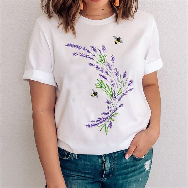 

and women graphic short sleeve men t shirts cute floral plant flower printing 90s clothes lady tees print clothing, White;black