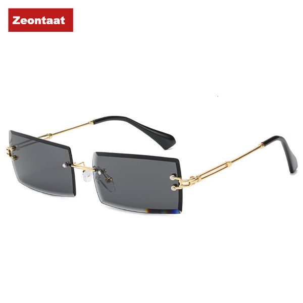 

designer sunglasses 2021 fashion woman brand vintage retro rectangle rimless oculos de sol transparent uv400, White;black